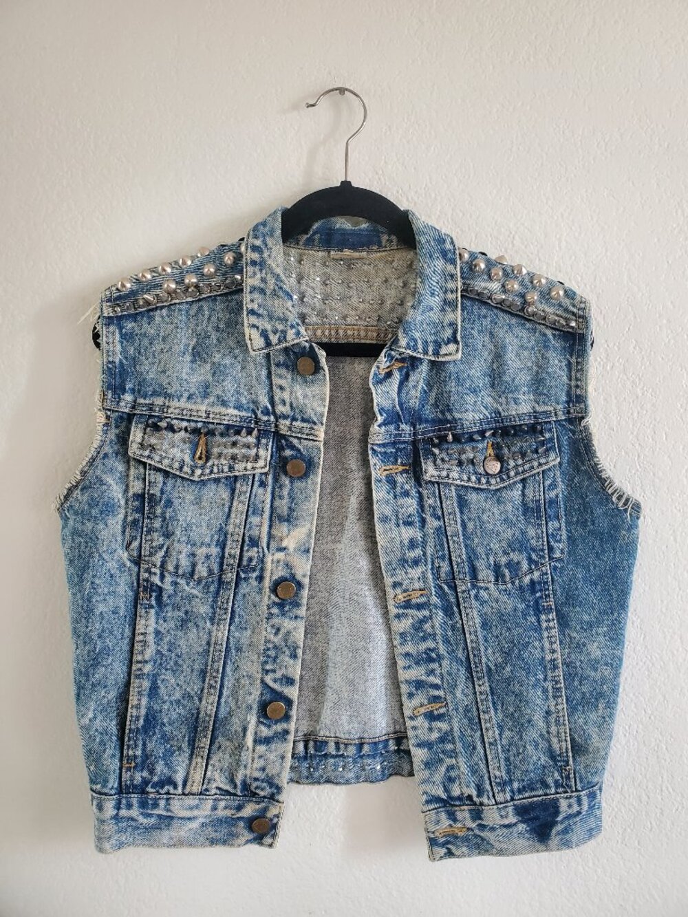 Vintage Guess Studded Denim Medusa Vest